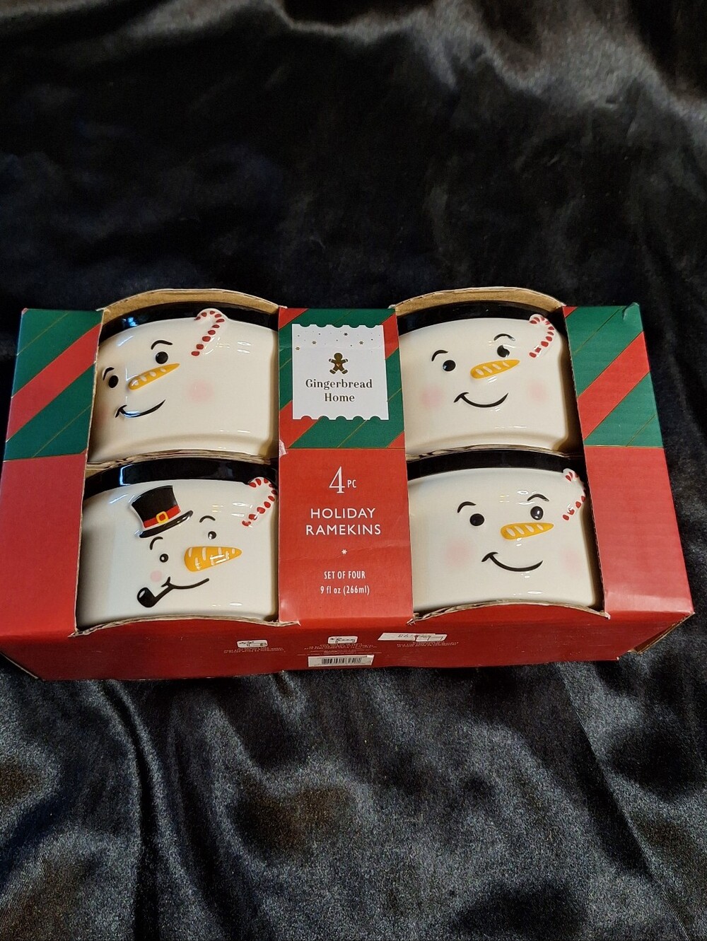 Gingerbread Home~Holiday Ramekins~Snowman~Christmas~Set of 4